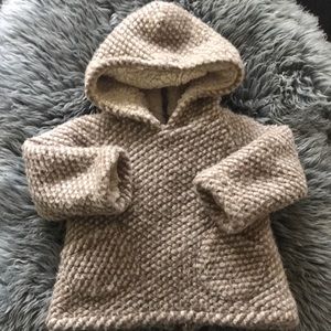Zara shearling lined hooded sweater/coat